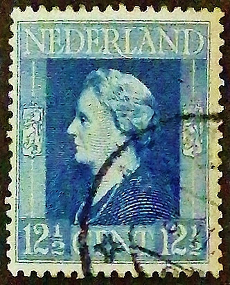Почтовая марка (12⅟₂ c.). "Королева Вильгельмина ("Освобождение")". 1944 год, Нидерланды.