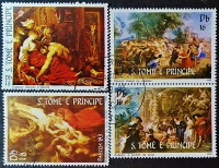 Набор почтовых марок (4 шт.). "Пасха - Картины Рубенса". 1983 год, Сан-Томе и Принсипи.