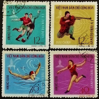 Набор почтовых марок (4 шт.). "Азиатские игры GANEFO". 1966 год, Вьетнам.