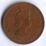 Монета 1 цент. 1965 год, Британские Карибские Территории.