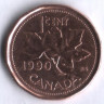Монета 1 цент. 1990 год, Канада.