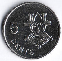 Монета 5 центов. 1996 год, Соломоновы острова.