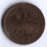 Монета 2 пфеннига. 1876 год (A), Германская империя.