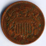 Монета 2 цента. 1864 год, США.