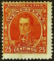 Марка почтовая (25 c.). "Симон Боливар". 1904 год, Венесуэла.