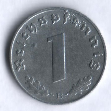 Монета 1 рейхспфенниг. 1943 год (B), Третий Рейх.