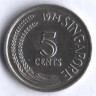 5 центов. 1974 год, Сингапур.