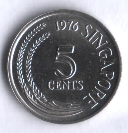 5 центов. 1976 год, Сингапур.