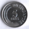 5 центов. 1976 год, Сингапур.