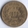 Монета 1000 рейсов. 1927 год, Бразилия.