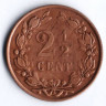 Монета 2-1/2 цента. 1890 год, Нидерланды.