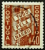 Почтовая марка. "Всё для нации". 1935 год, Португалия.