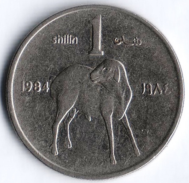 Монета 1 шиллинг. 1984 год, Сомали. FAO.