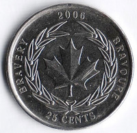 Монета 25 центов. 2006 год, Канада. Медаль за отвагу.