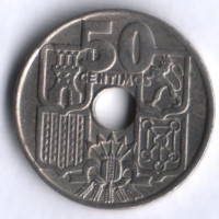 Монета 50 сентимо. 1963(65) год, Испания.