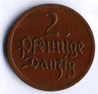 Монета 2 пфеннига. 1923 год, Данциг.