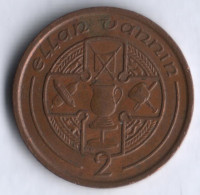 Монета 2 пенса. 1990 год, Остров Мэн.