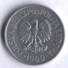 Монета 20 грошей. 1969 год, Польша.
