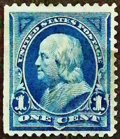 Почтовая марка (1 c.). "Бенджамин Франклин". 1894 год, США.