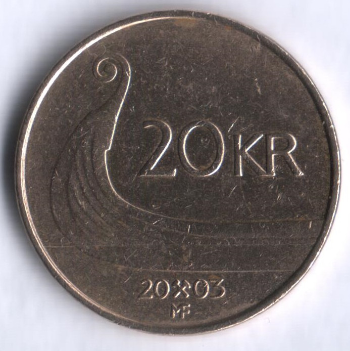 Монета 20 крон. 2003 год, Норвегия.