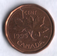 Монета 1 цент. 1995 год, Канада.