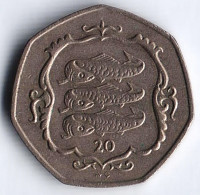 Монета 20 пенсов. 1986(AC) год, Остров Мэн.