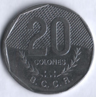 Монета 20 колонов. 1983 год, Коста-Рика.