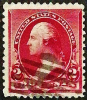 Почтовая марка (2 c.). "Джордж Вашингтон". 1890 год, США.