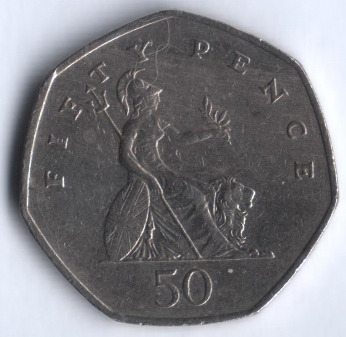 Монета 50 пенсов. 1997 год, Великобритания.