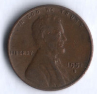 1 цент. 1951(S) год, США.