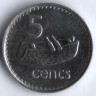 5 центов. 1992 год, Фиджи.