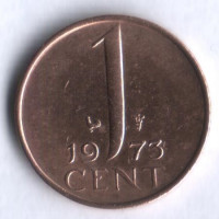 Монета 1 цент. 1973 год, Нидерланды.