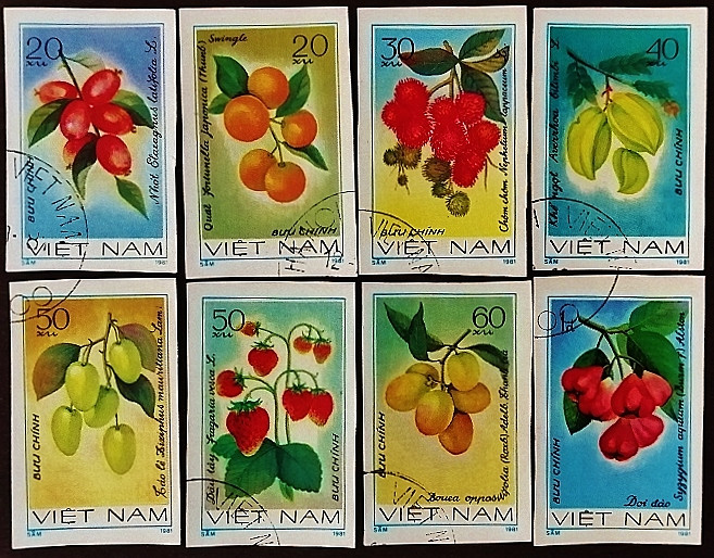 Набор почтовых марок (8 шт.). "Фрукты (II)". 1981 год, Вьетнам.