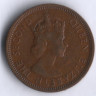 Монета 2 цента. 1957 год, Маврикий.