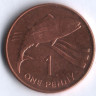 Монета 1 пенни. 2006 год, Остров Святой Елены.