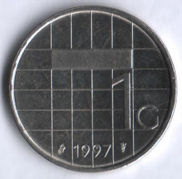 Монета 1 гульден. 1997 год, Нидерланды.