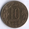 Монета 10 франков. 1961 год, Камерун (Экваториальная Африка).