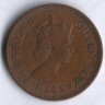 Монета 2 цента. 1959 год, Маврикий.