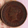 Монета 1/2 цента. 1901 год, Цейлон.