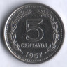 Монета 5 сентаво. 1957 год, Аргентина.