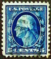 Почтовая марка (5 c.). "Джордж Вашингтон". 1917 год, США.