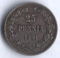 25 пенни. 1901 год, Великое Княжество Финляндское.