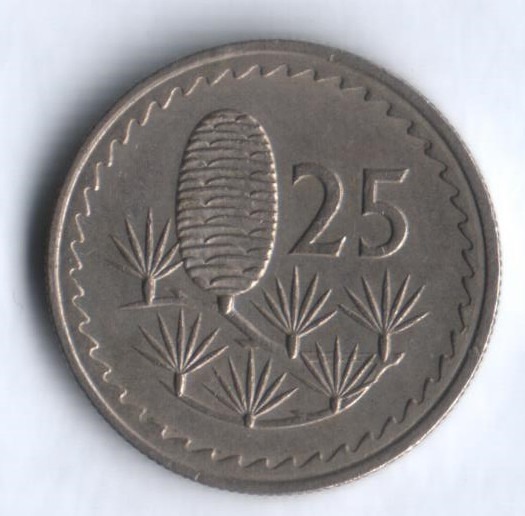 Монета 25 милей. 1971 год, Кипр.