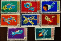 Набор почтовых марок (8 шт.). "Космические исследования". 1971 год, Монголия.