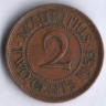 Монета 2 цента. 1963 год, Маврикий.