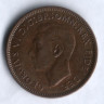 Монета 1 фартинг. 1952 год, Великобритания.