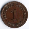 Монета 1 пфенниг. 1900 год (D), Германская империя.
