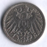 Монета 5 пфеннигов. 1907 год (D), Германская империя.