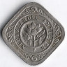 Монета 5 центов. 1957 год, Нидерландские Антильские острова.