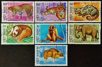 Набор почтовых марок (7 шт.). "Вымирающие животные". 1984 год, Вьетнам.